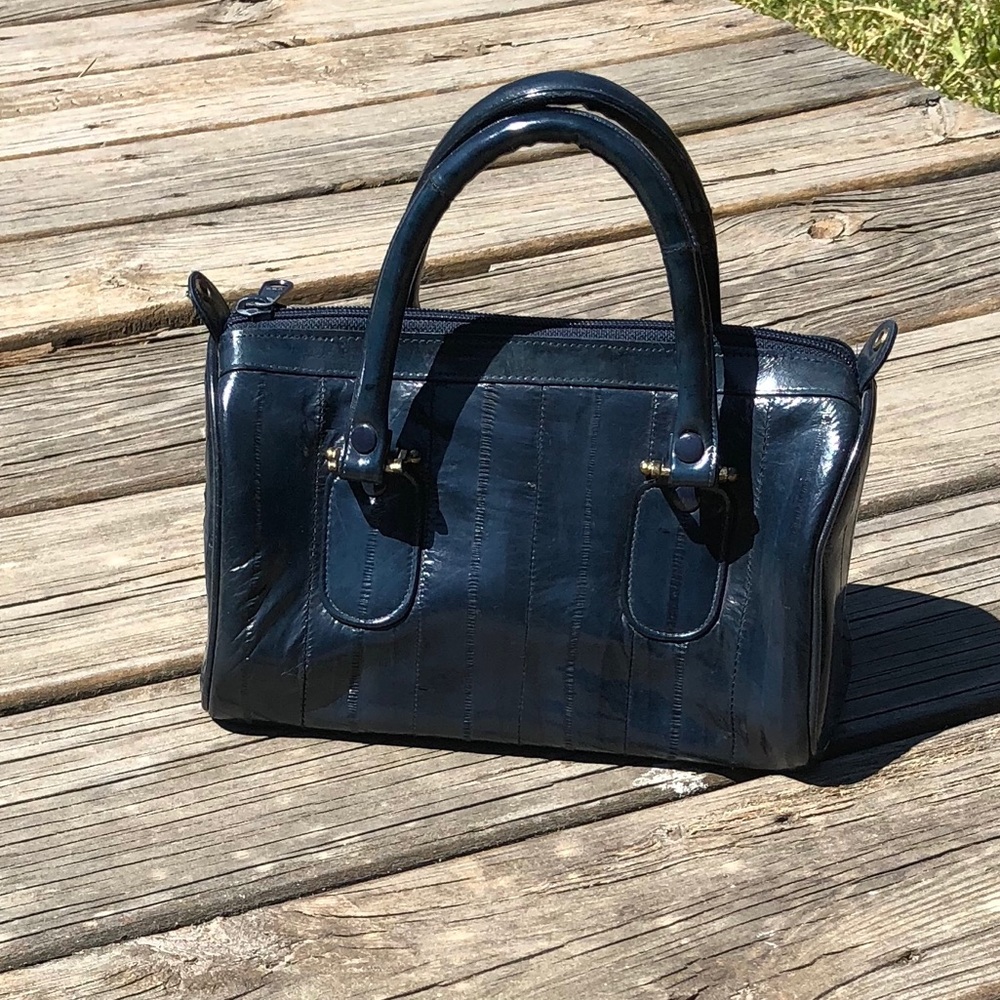 Vintage Genuine Eel Dark Blue Purse